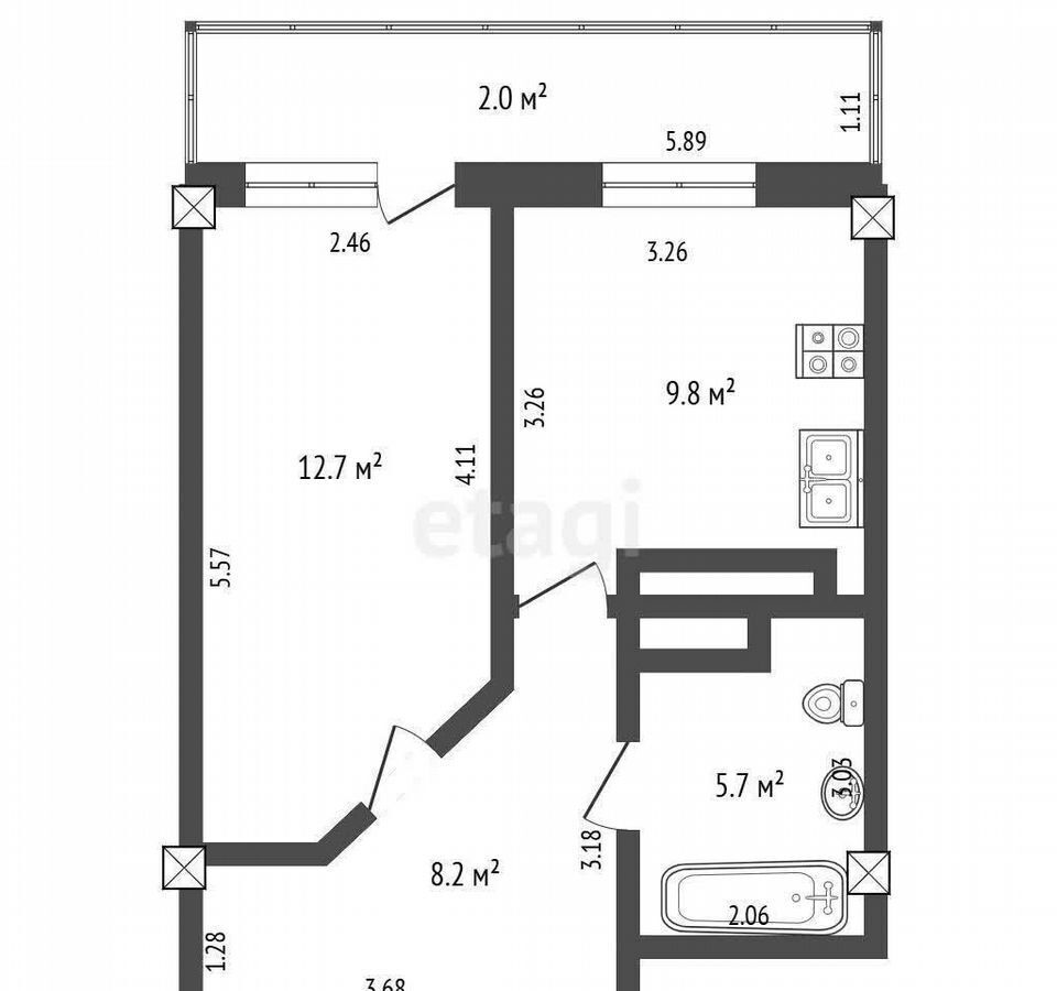 квартира г Омск р-н Кировский б-р М.М.Кузьмина 5 фото 33