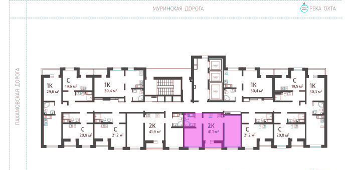 квартира г Санкт-Петербург р-н Красногвардейский пр-кт Пискарёвский 347/1 дор Муринская ЖК «Цветной город» округ Полюстрово фото 2