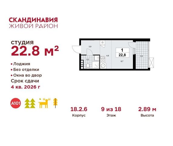 метро Коммунарка метро Бунинская аллея ТиНАО ЖК Скандинавия, 18. 2.2 фото