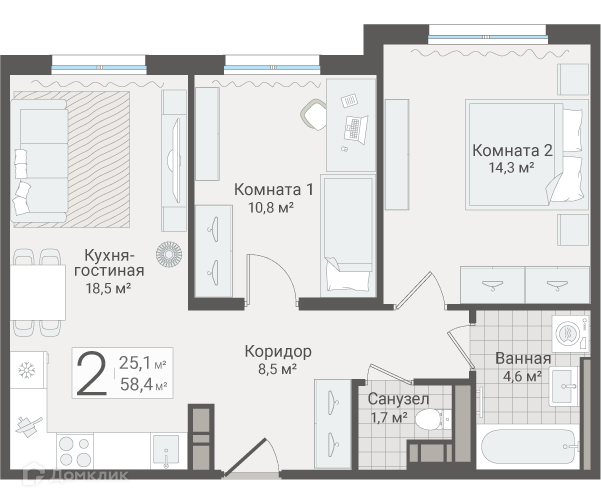 квартира г Санкт-Петербург ул Руднева Выборгский, 15 ст 1 фото 1