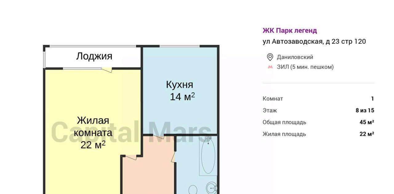 квартира г Москва метро ЗИЛ ул Автозаводская 23с/120 фото 3