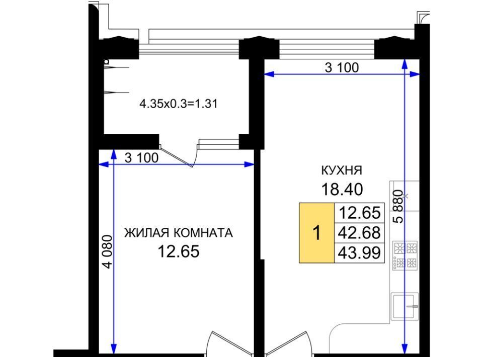 квартира г Новороссийск р-н Южный ул Имени Григория Белькинда фото 1