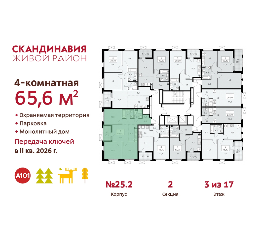 квартира г Москва п Сосенское жилой район «Скандинавия» б-р Скандинавский 25/2 Сосенское, Бутово фото 2