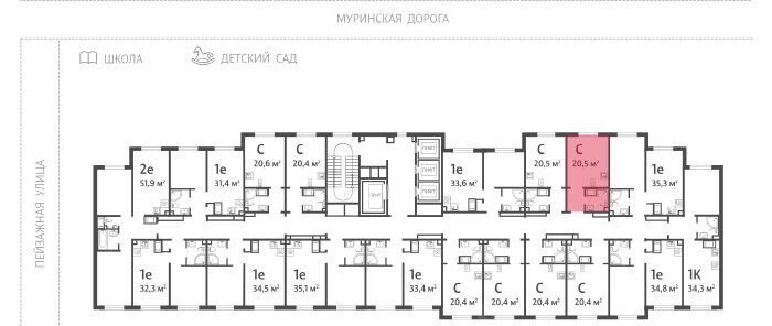 квартира г Санкт-Петербург метро Академическая Пейзажный квартал Цветной Город жилой комплекс фото 2