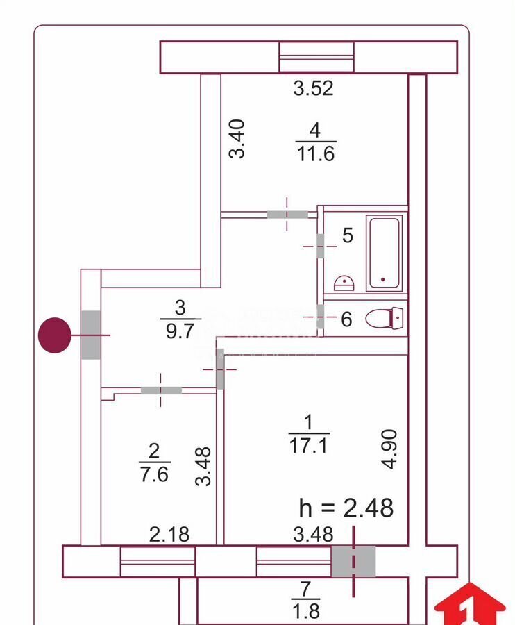 квартира г Омск р-н Центральный ул Орджоникидзе 268а фото 16