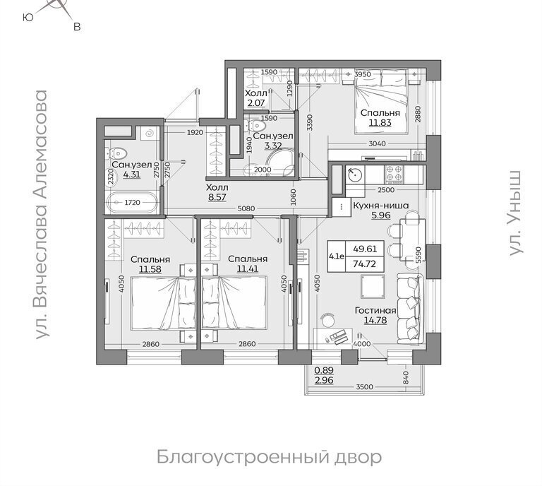 квартира г Казань р-н Приволжский Проспект Победы фото 1