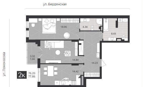 квартира г Калининград р-н Центральный ул Ломоносова 52 фото 2