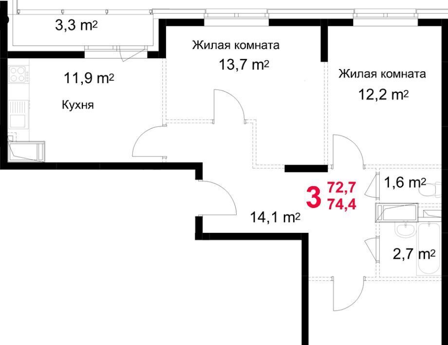 квартира г Подольск микрорайон Красная Горка ул Садовая 14 фото 1