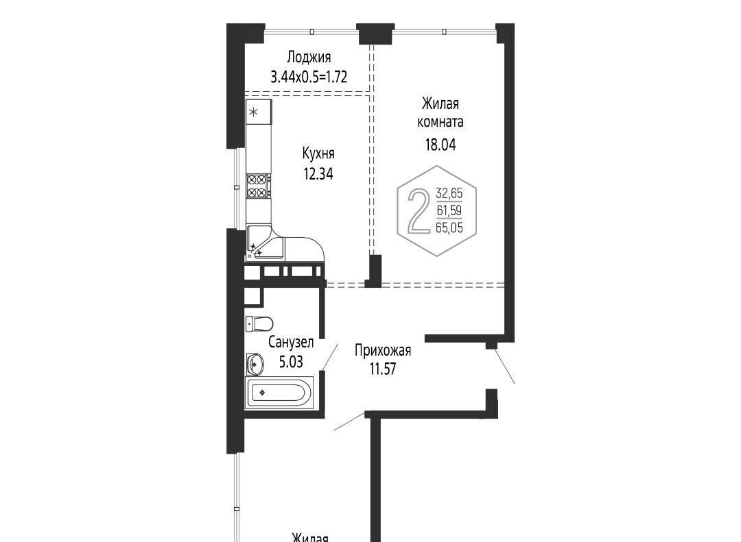 квартира г Краснодар р-н Центральный ул Обрывная 132/1к 1 фото 19