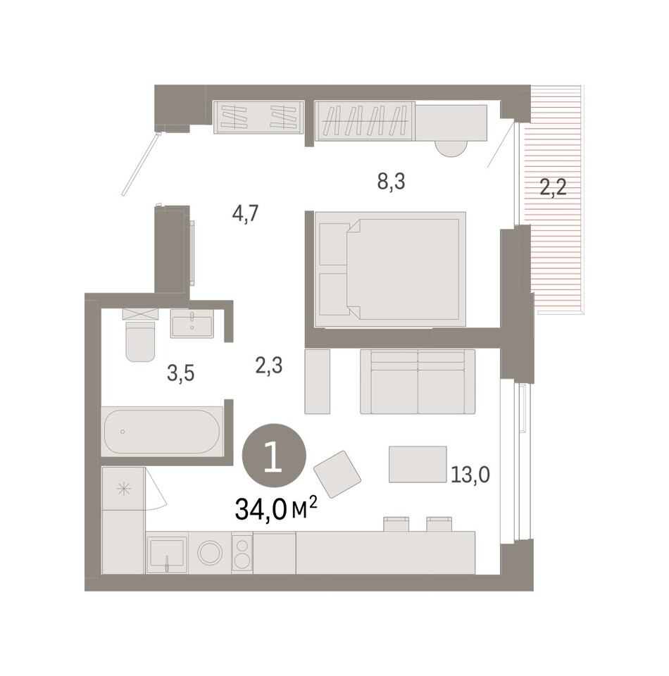 квартира г Тюмень ЖК «Зарека» Мысовская, 26 к 3 стр, 26к 1 фото 18