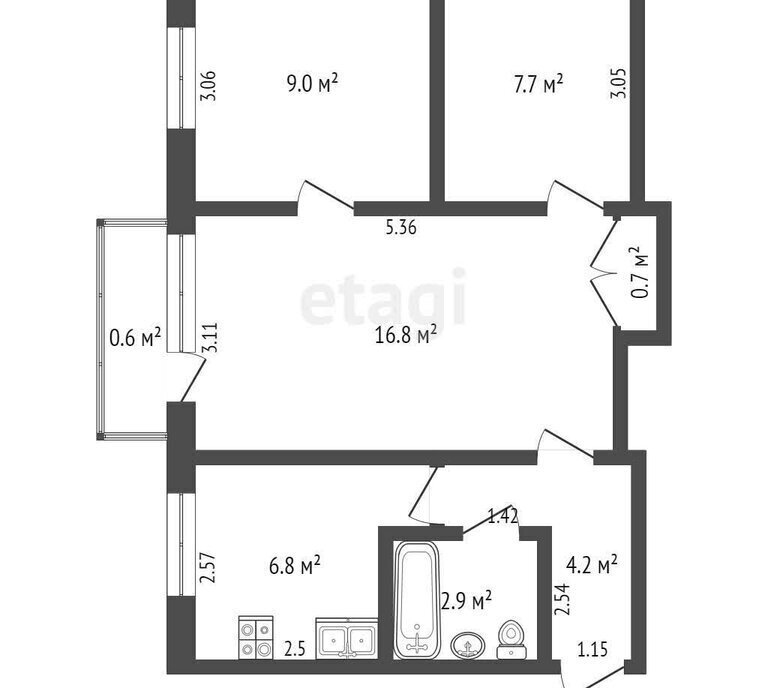 квартира г Северск ул Калинина 58 фото 17