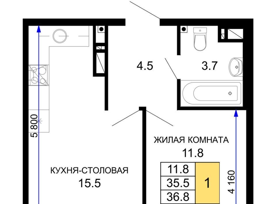 квартира г Краснодар р-н Прикубанский ЖК «Дыхание» фото 1