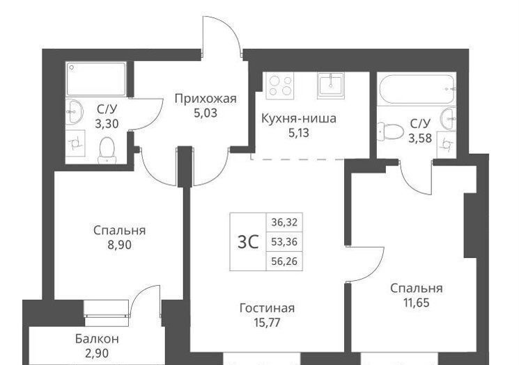 квартира г Новосибирск р-н Заельцовский Заельцовская ул Дуси Ковальчук 246 фото 1