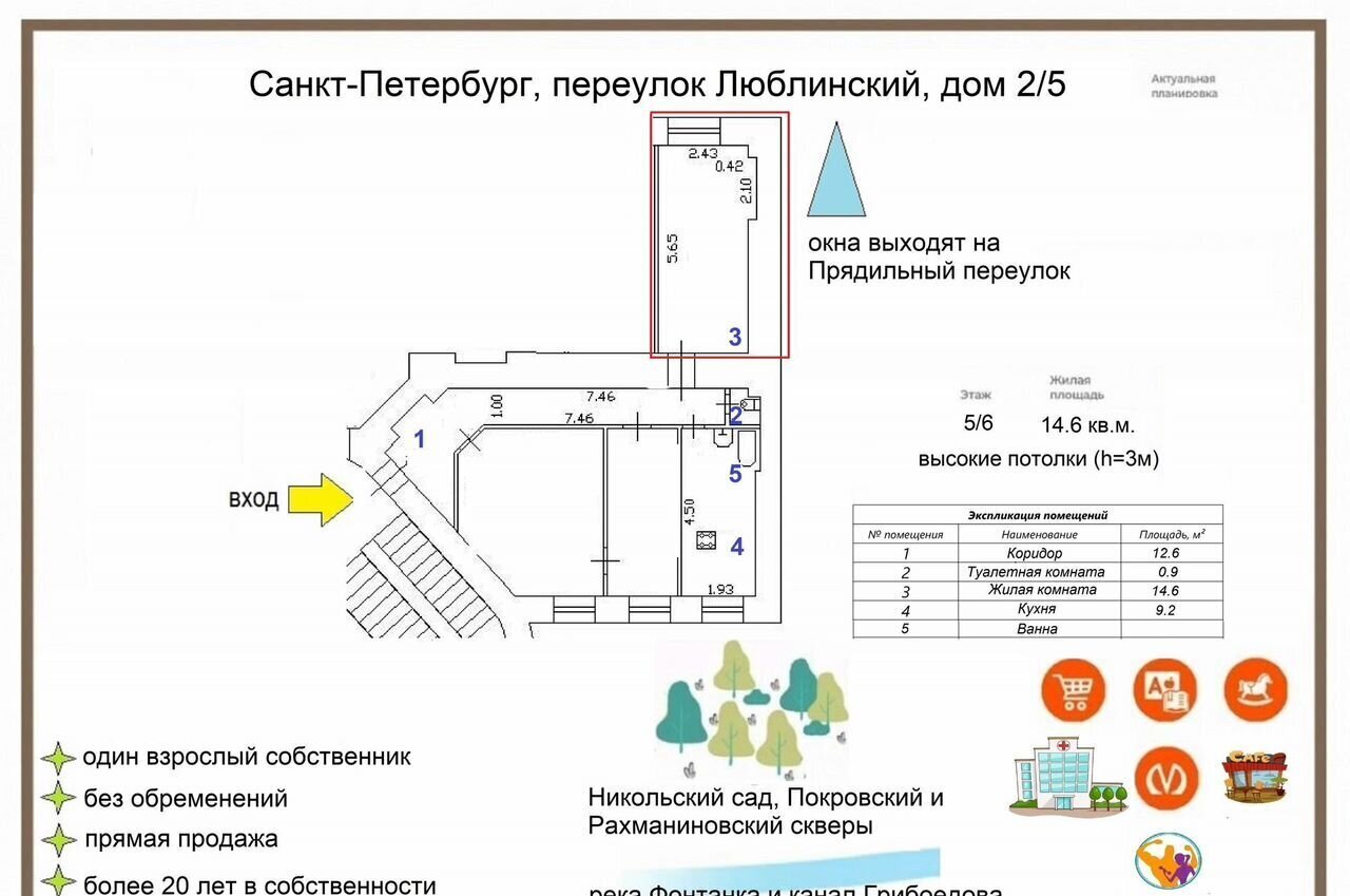 комната г Санкт-Петербург метро Балтийская пер Люблинский 2 фото 2