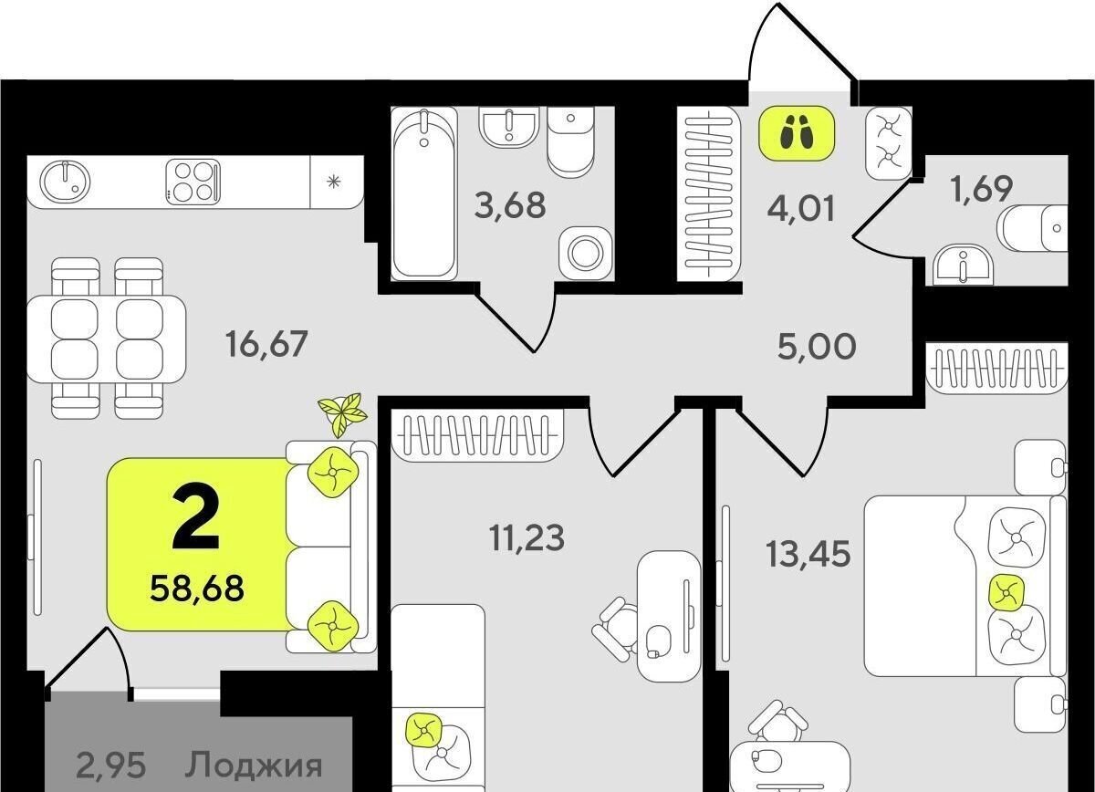 квартира г Тюмень р-н Центральный ул разведчика Кузнецова 10 ЖК «‎Окинава» Центральный административный округ фото 1