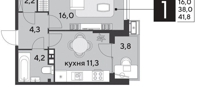 квартира г Краснодар р-н Прикубанский ЖК «Парк Победы» фото 2