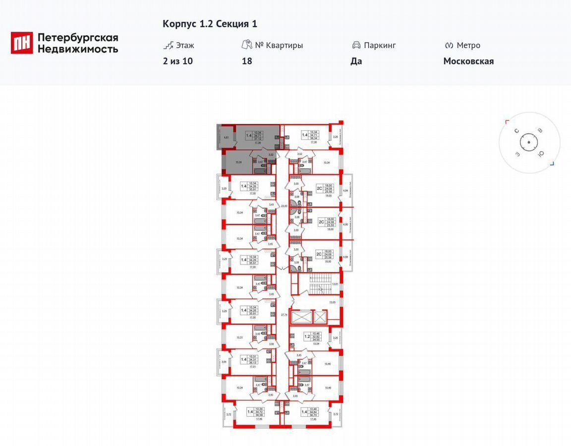 квартира г Санкт-Петербург метро Ленинский Проспект ул Кубинская 76 ЖК «Сенат в Московском» округ Новоизмайловское фото 2