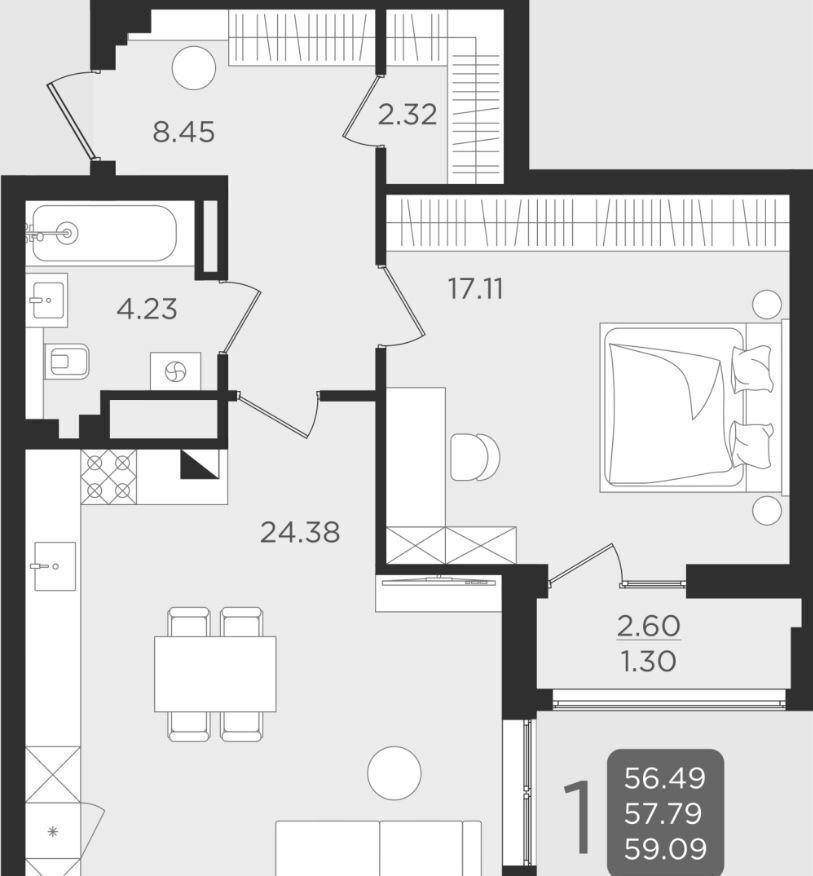 квартира г Калининград р-н Ленинградский ул Старшины Дадаева 55 корп. 2 фото 2