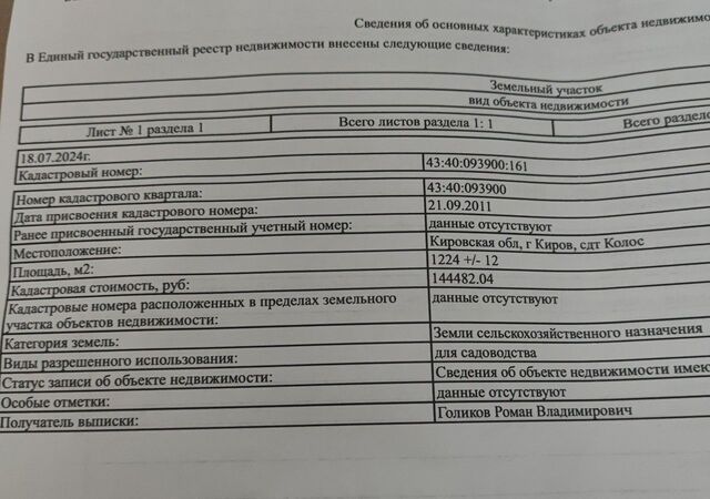 земля р-н Ленинский муниципальное образование Киров, СДТ Колос-Лянгасово фото