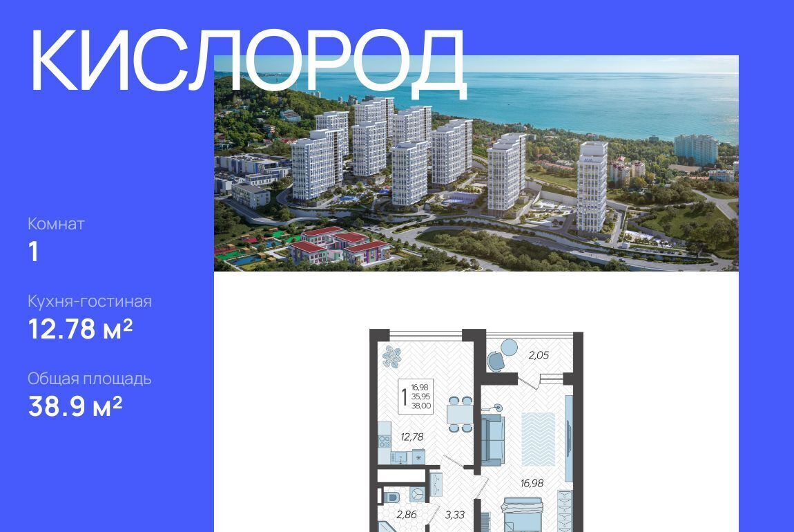 квартира г Сочи р-н Хостинский микрорайон Бытха ул Ясногорская 16/2 12 фото 1