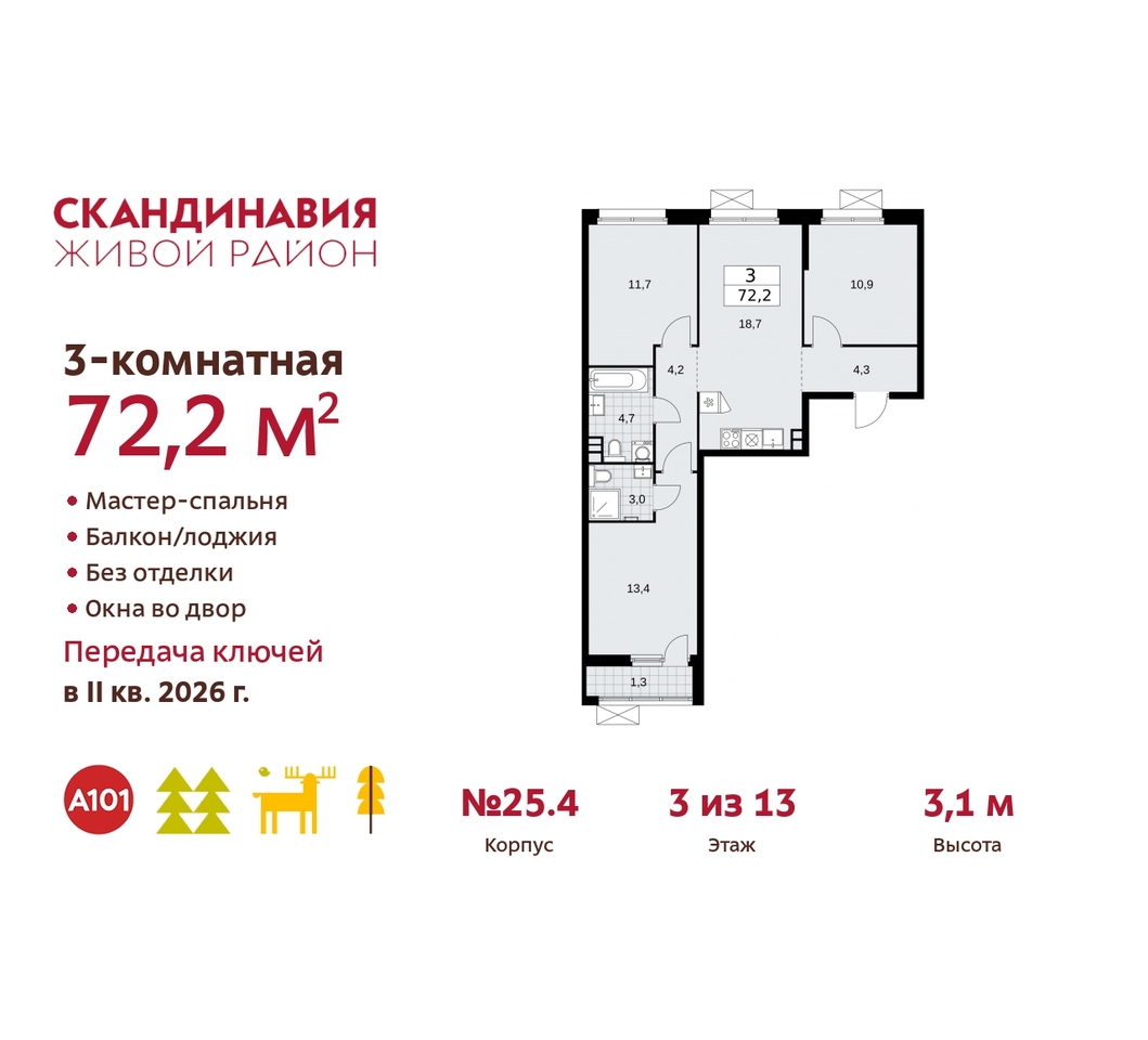 квартира г Москва п Сосенское жилой район «Скандинавия» б-р Скандинавский 25/4 Сосенское, Бутово фото 1