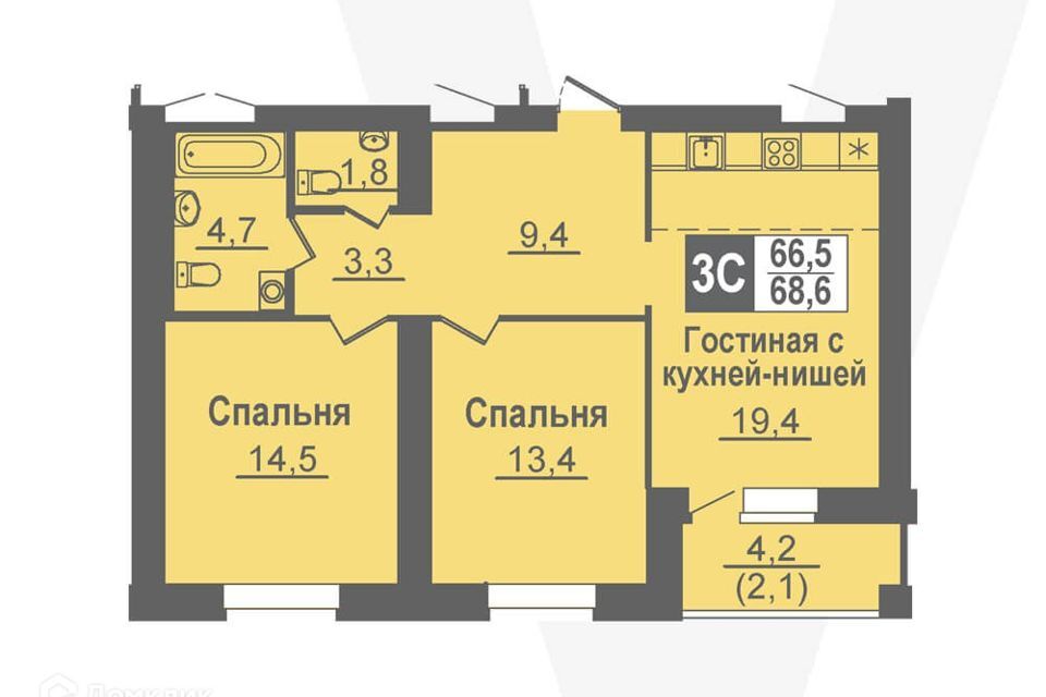 квартира рп Кольцово пр-кт Никольский 11 рп. Кольцово городской округ фото 1