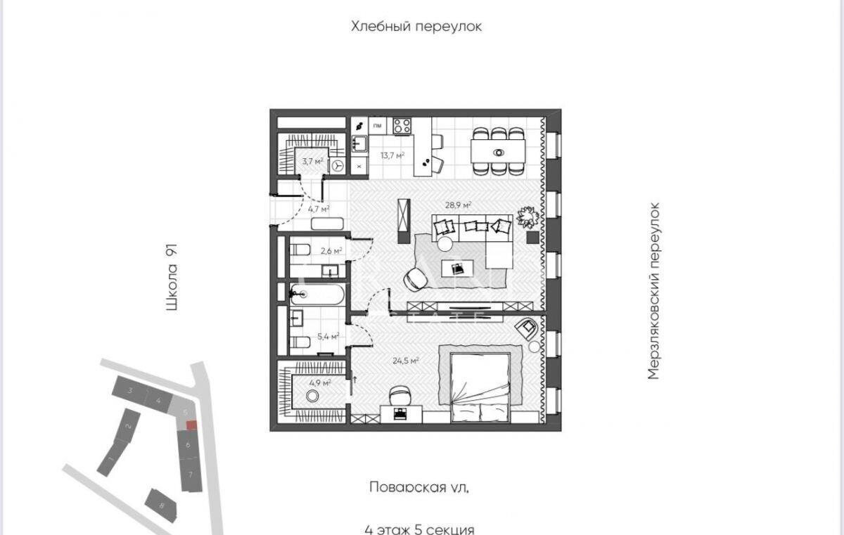 квартира г Москва метро Арбатская ул Поварская 8/1к 1 фото 1