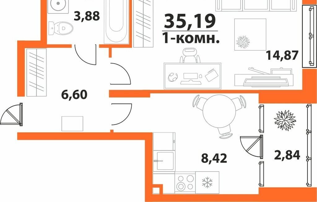 квартира г Ульяновск р-н Засвияжский 19-й микрорайон ЖК «‎Аквамарин 2» 1 фото 1