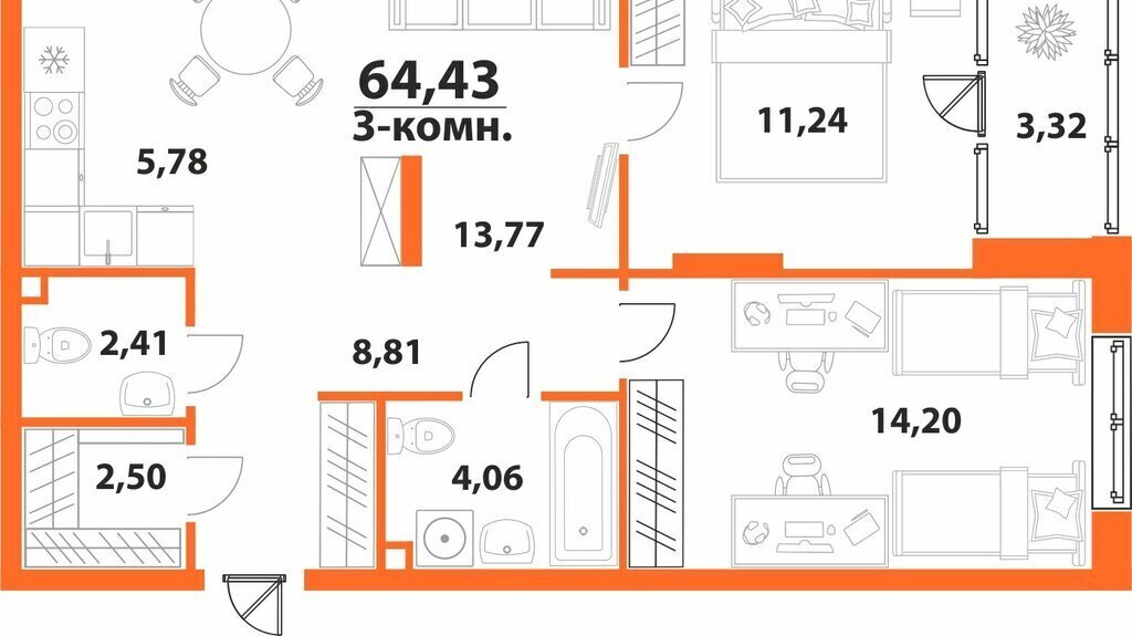 квартира г Ульяновск 19-й микрорайон ЖК «‎Аквамарин 2» 1 фото 1