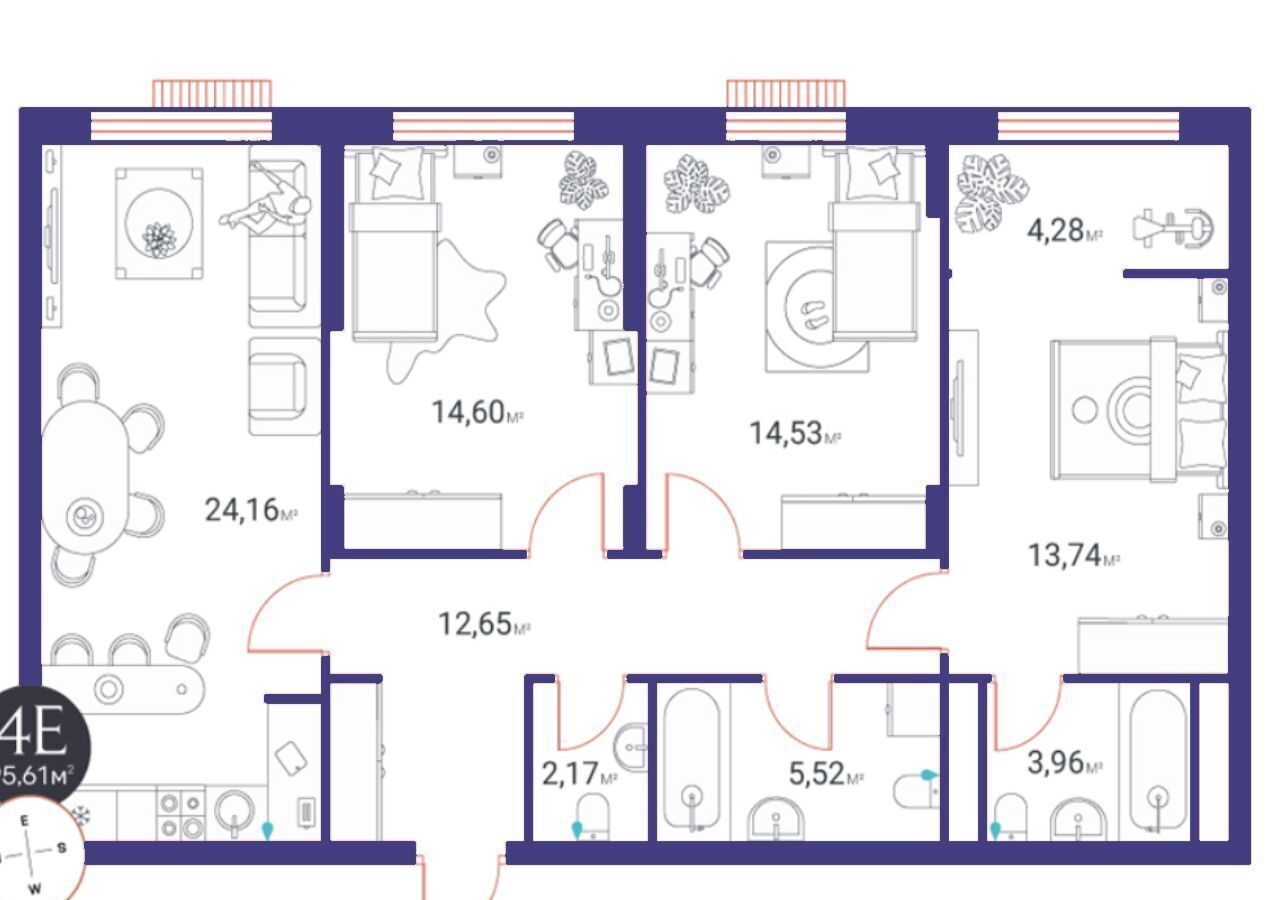 квартира г Тюмень р-н Центральный ул Братьев Бондаревых 1 ЖК «Life Residence квартал и парк» Центральный административный округ фото 2