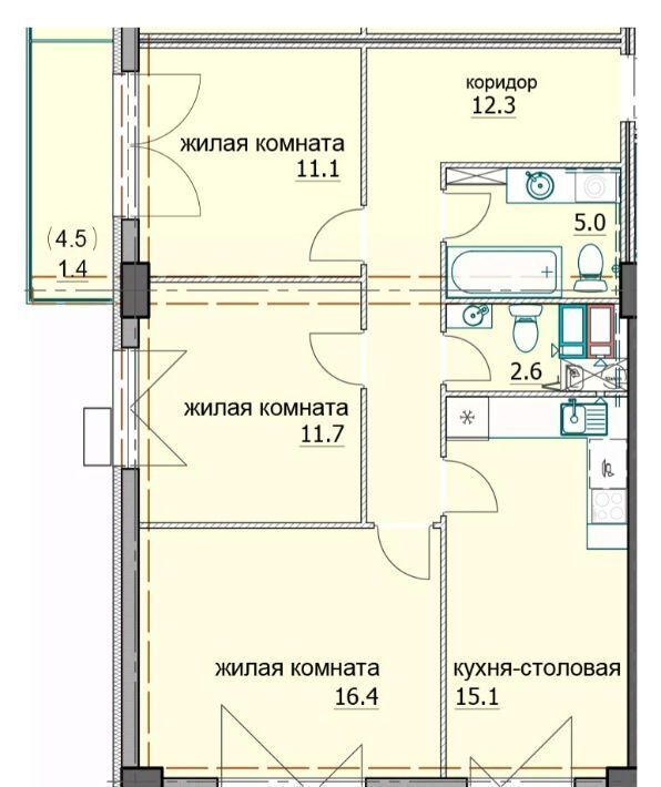 квартира г Пенза р-н Октябрьский ул Яшиной 5 фото 1