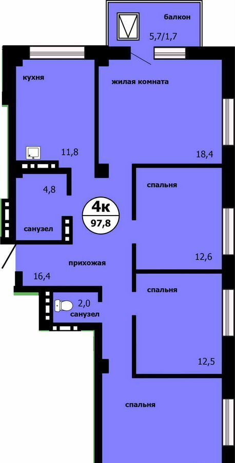 квартира г Красноярск р-н Свердловский ул Лесников 55 фото 1