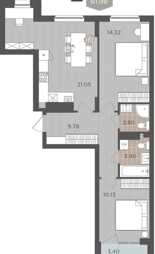 квартира г Калининград р-н Московский ул Батальная з/у 65Б фото 2