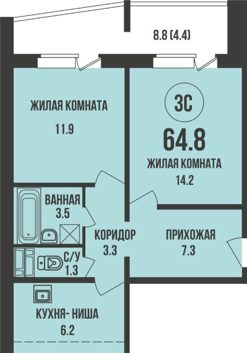 квартира г Новосибирск Заельцовская Династия жилой комплекс фото 1