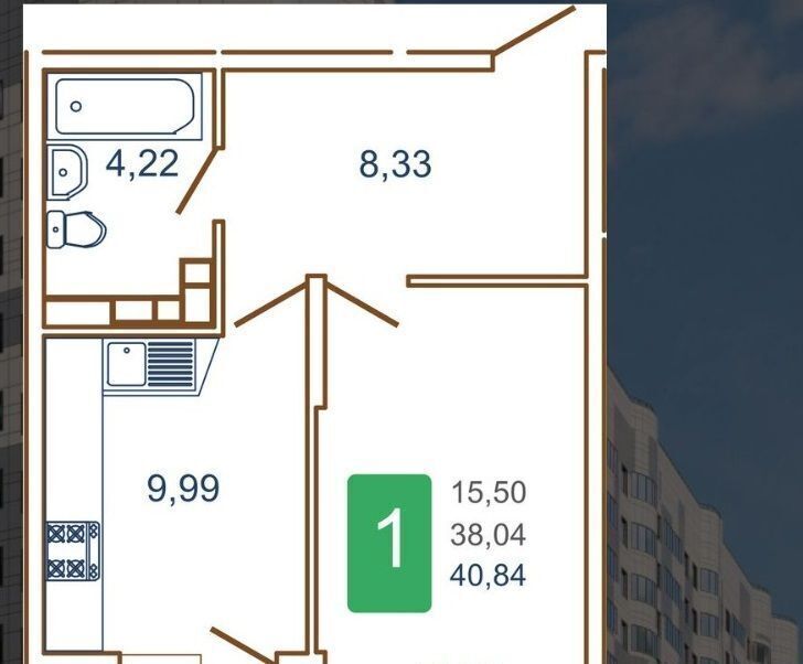 квартира г Краснодар р-н Прикубанский ул им. Кирилла Россинского 3/1 фото 5