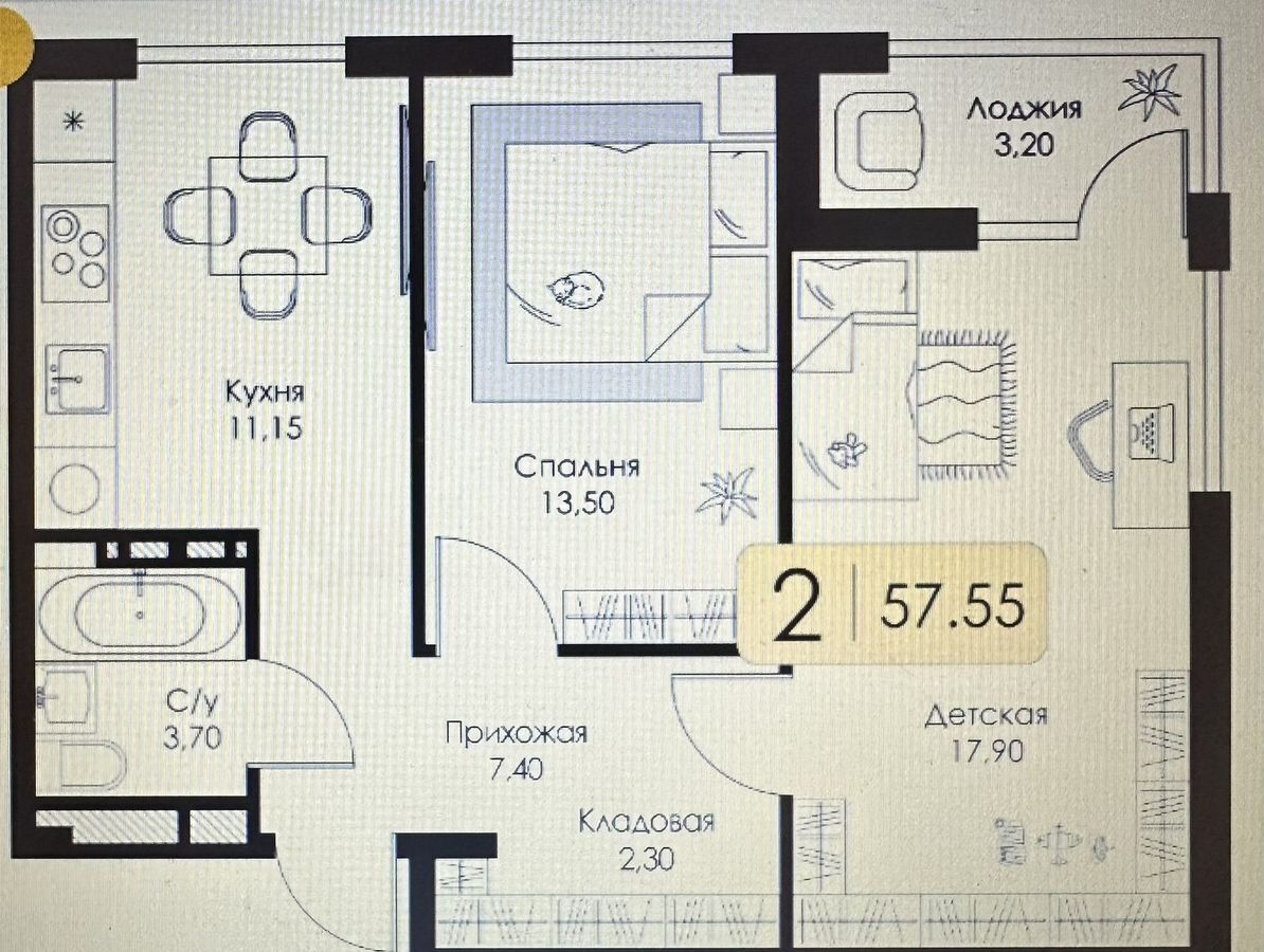 квартира г Смоленск р-н Ленинский ш Краснинское 4 блок-секция 1, 2, 3 фото 14