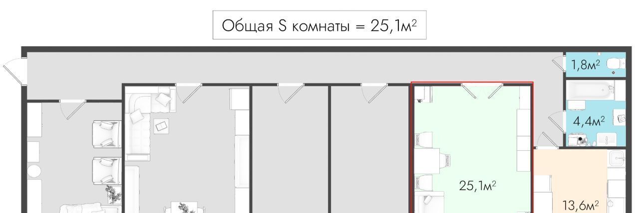 комната г Санкт-Петербург метро Достоевская ул Рубинштейна 26б фото 2