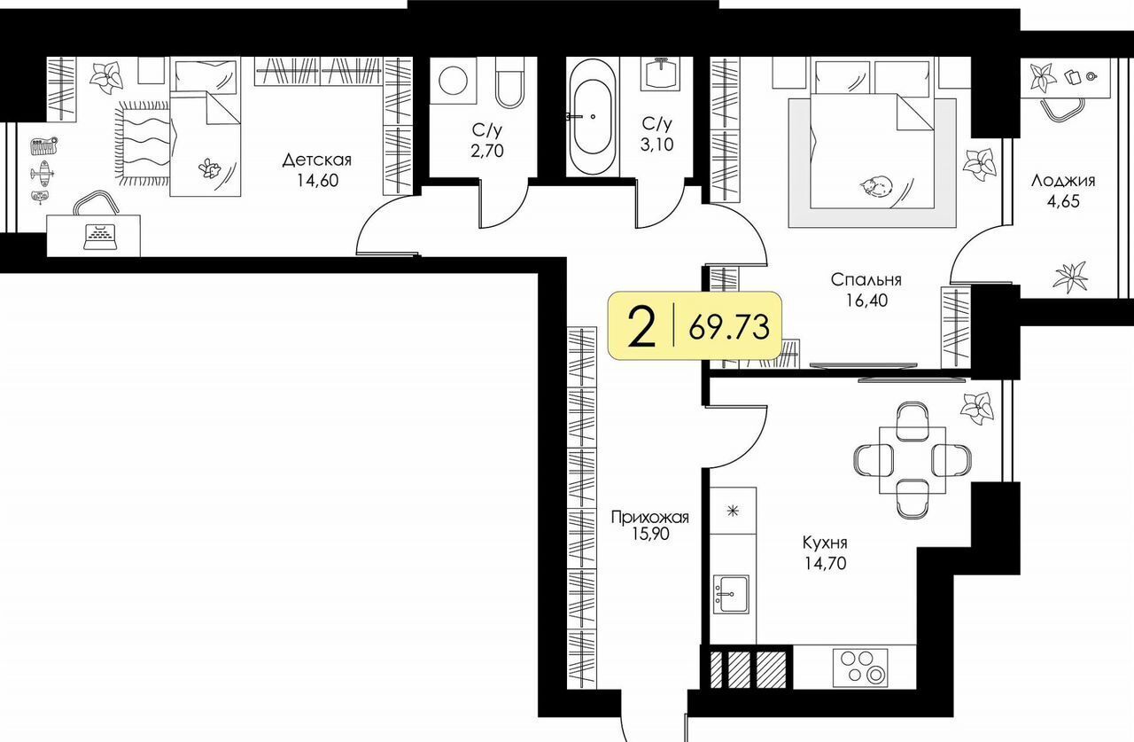 квартира г Смоленск п Одинцово р-н Ленинский д. 5, блок-секц. 1, 2, 3 фото 2