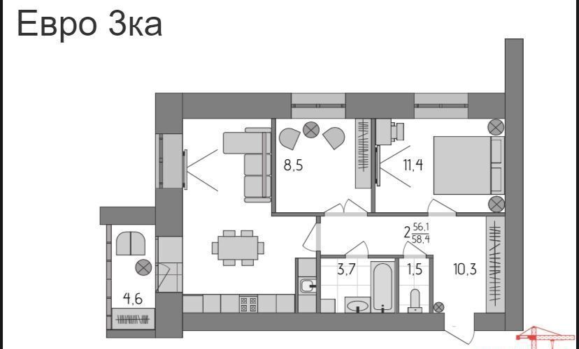 квартира р-н Благовещенский с Чигири ул Европейская 9/1 Благовещенск фото 5