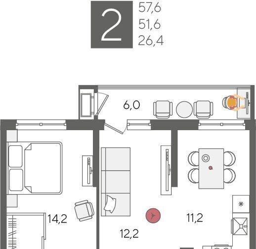 квартира г Краснодар р-н Карасунский ул Новороссийская 88 фото 3