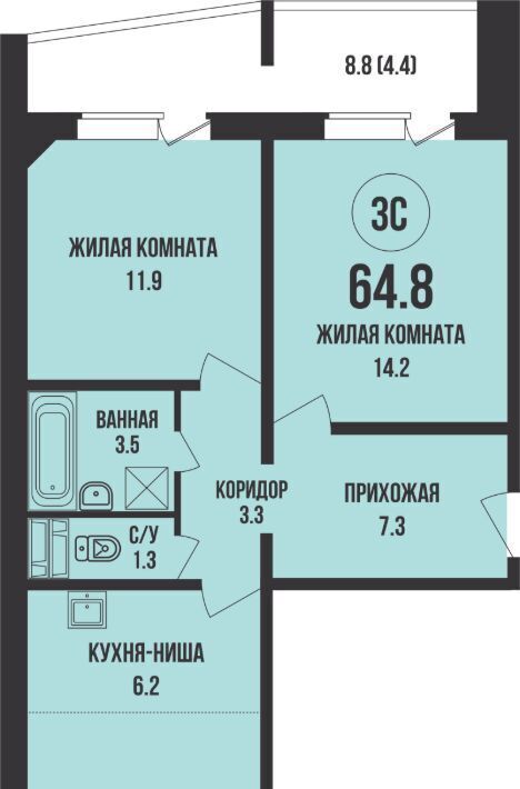 квартира г Новосибирск Заельцовская ул имени генерал-майора Рожкина А.Н. 10 фото 1