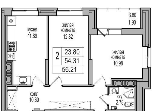 квартира г Санкт-Петербург п Парголово проезд Толубеевский 32 метро Парнас фото 2