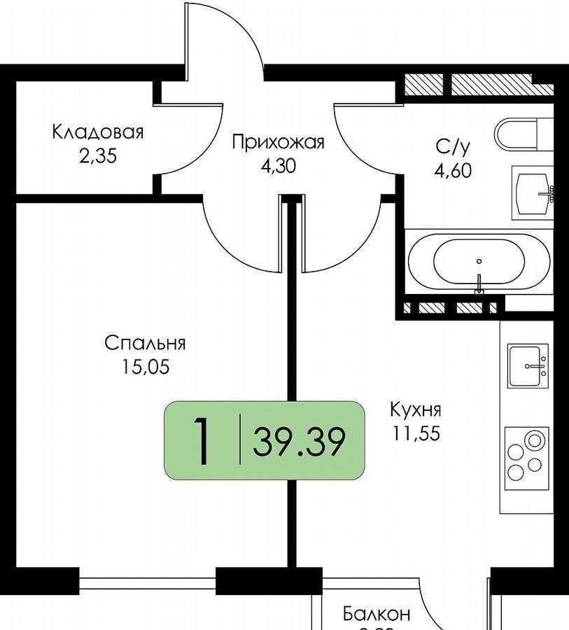 квартира г Смоленск р-н Ленинский ш Краснинское 4 блок-секция 1, 2, 3 фото 18