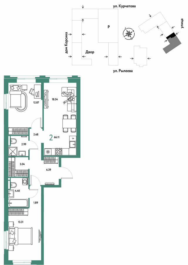 квартира г Тюмень р-н Калининский ул Краснооктябрьская 10 корп. 3 фото 1