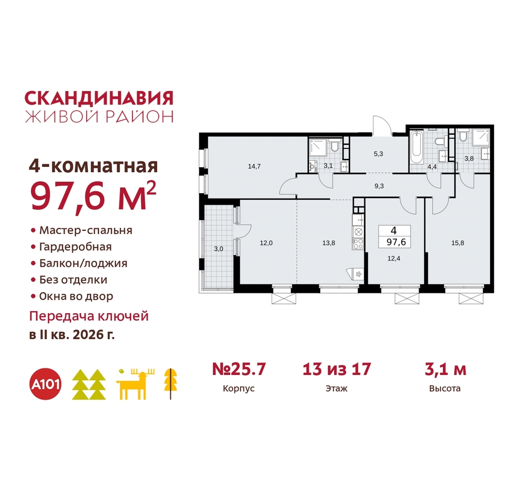 квартира г Москва п Сосенское жилой район «Скандинавия» б-р Скандинавский 25/7 Сосенское, Бутово фото 1