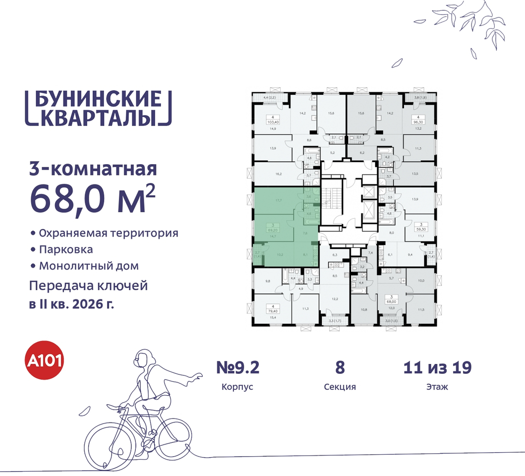 квартира г Москва п Сосенское ЖК Бунинские Кварталы метро Улица Горчакова метро Коммунарка пр-кт Куприна 2 Сосенское, Ольховая, Бунинская аллея фото 2