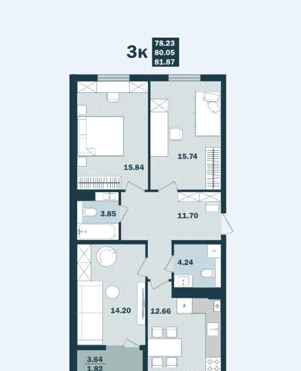 квартира р-н Балтийский г Балтийск ул Садовая 34 фото 14