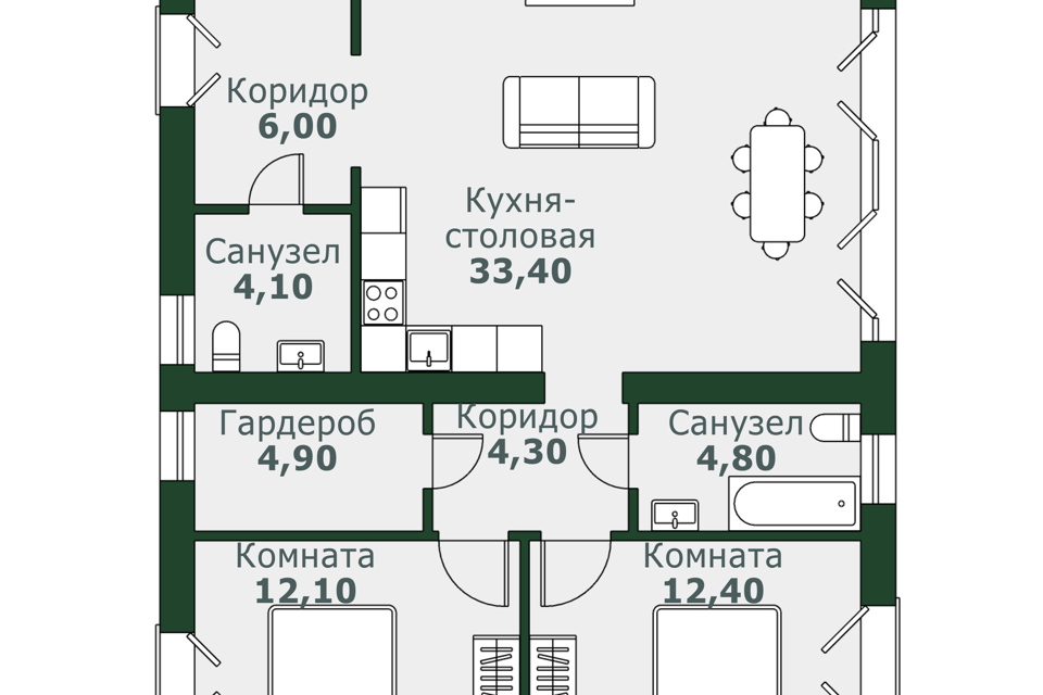 квартира р-н Сосновский п Западный Спортивная улица, 22 фото 1