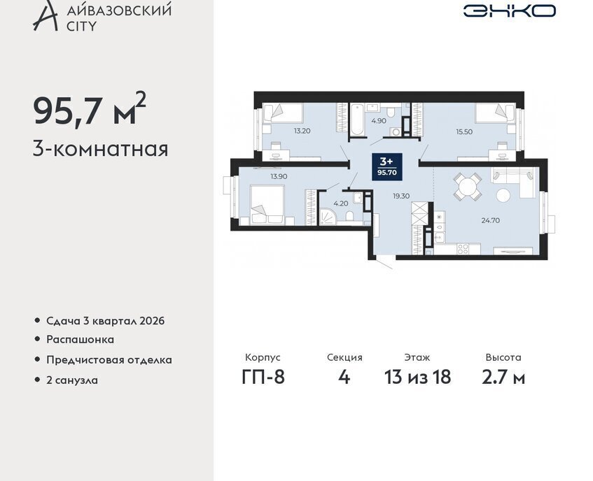 квартира г Тюмень ЖК Айвазовский фото 1