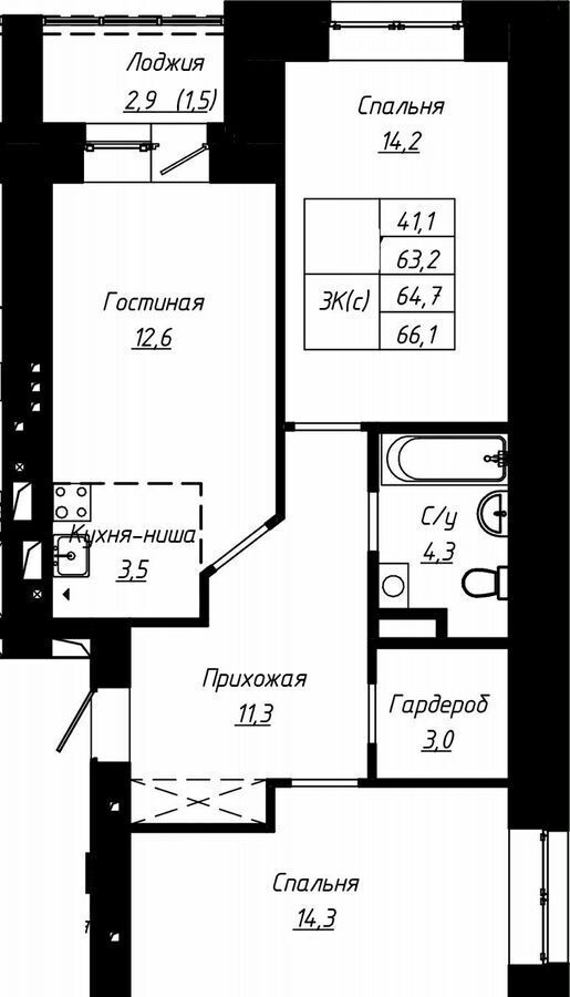 квартира г Барнаул р-н Центральный ул Чернышевского 189 корп. 1 фото 2